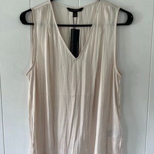 Banana Republic Ivory Sleeveless Soft Satin V-neck Top
